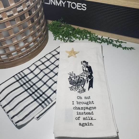 Stitch & Weft I 2, Flour Sack Towel(s) "Oh No I brought Champagne" 100% … - Picture 4 of 9